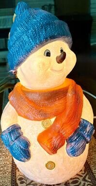 Snowman 16 in Tall Indoor Outdoor Lighted and Head Turns Vintage in Original Box